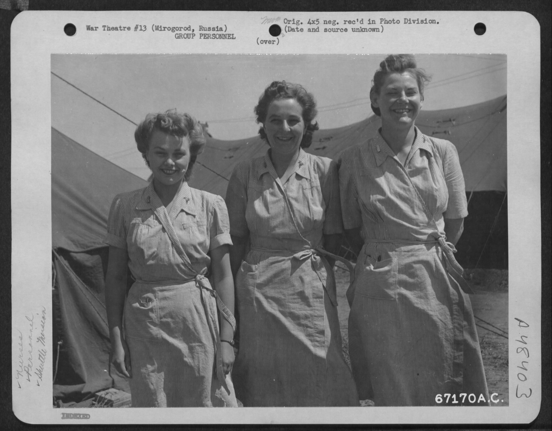 Nurses Lt. Josie Lee Vest, Lt. Ruth Logan and Lt. Clotilde Govoin in Poltava, Russia