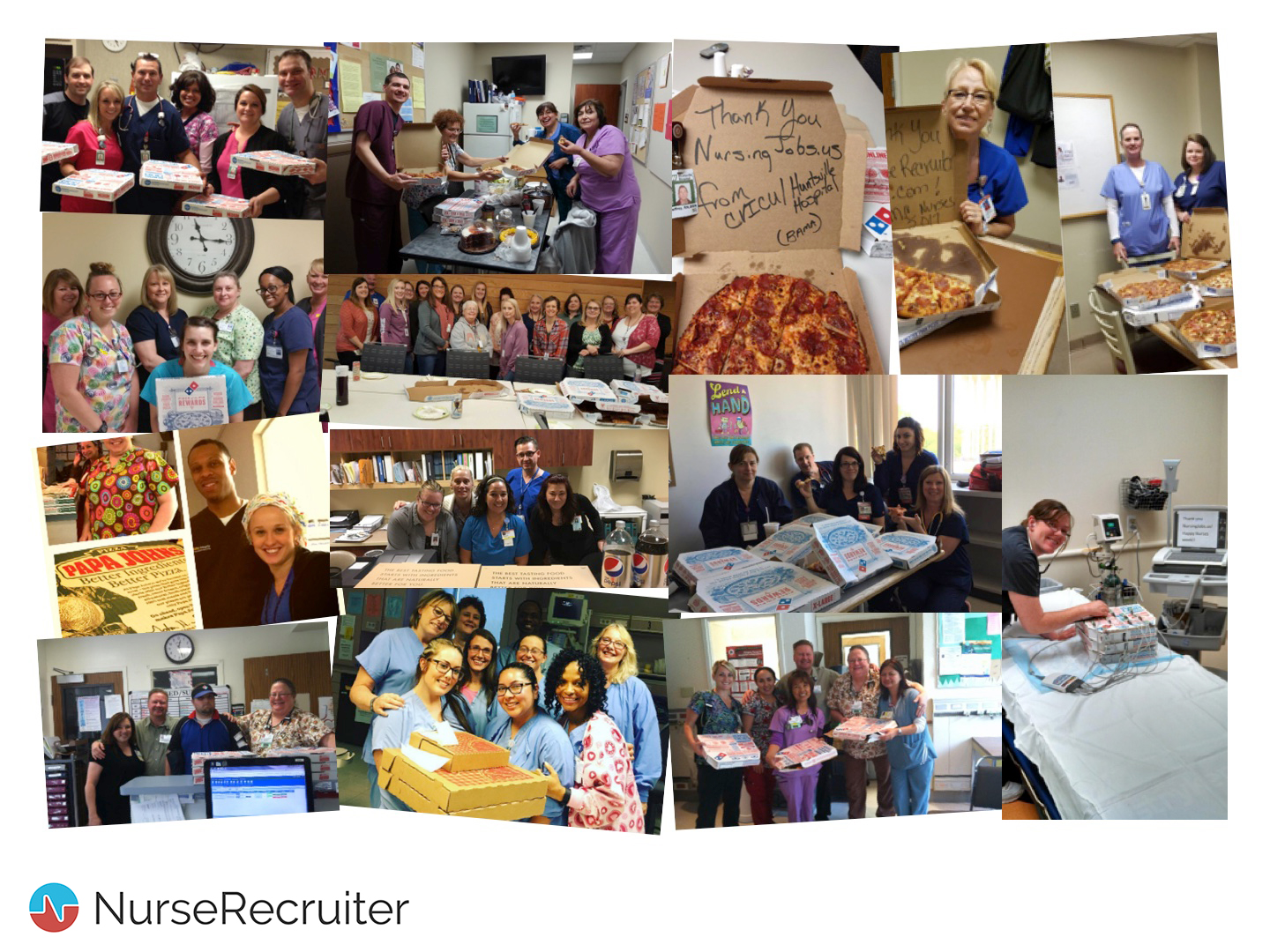 Photos from a few NurseRecruiter Nurses Week pizza parties over the years.