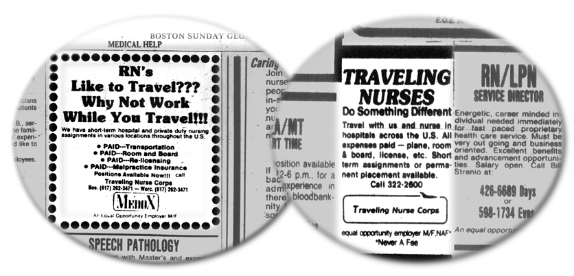Classified ads from the first travel nurse staffing agency
