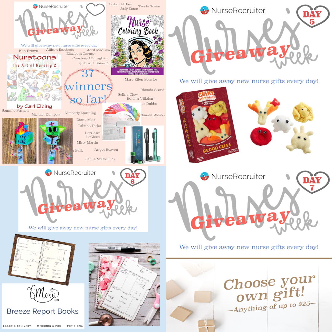 Collage of our Nurses Week 2021 Giveaway actions