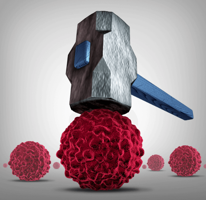 Illustration of Warhammer hitting a red cell