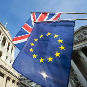 Image of the Union Jack and European Union's Flag