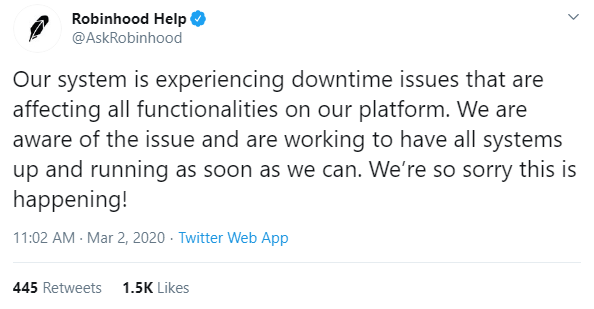 Robinhood Help Tweet