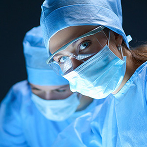 Image of a surgeon making eye contact