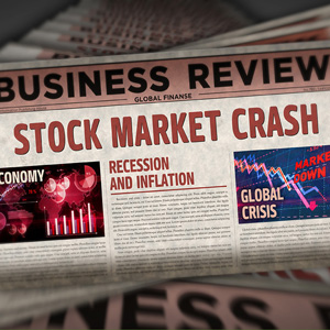 Image of a newspaper headline that says "stock market crash"