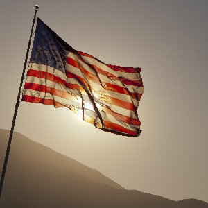 American flag in the sky