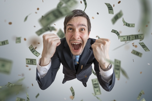 Money Raining Down on Businnessman