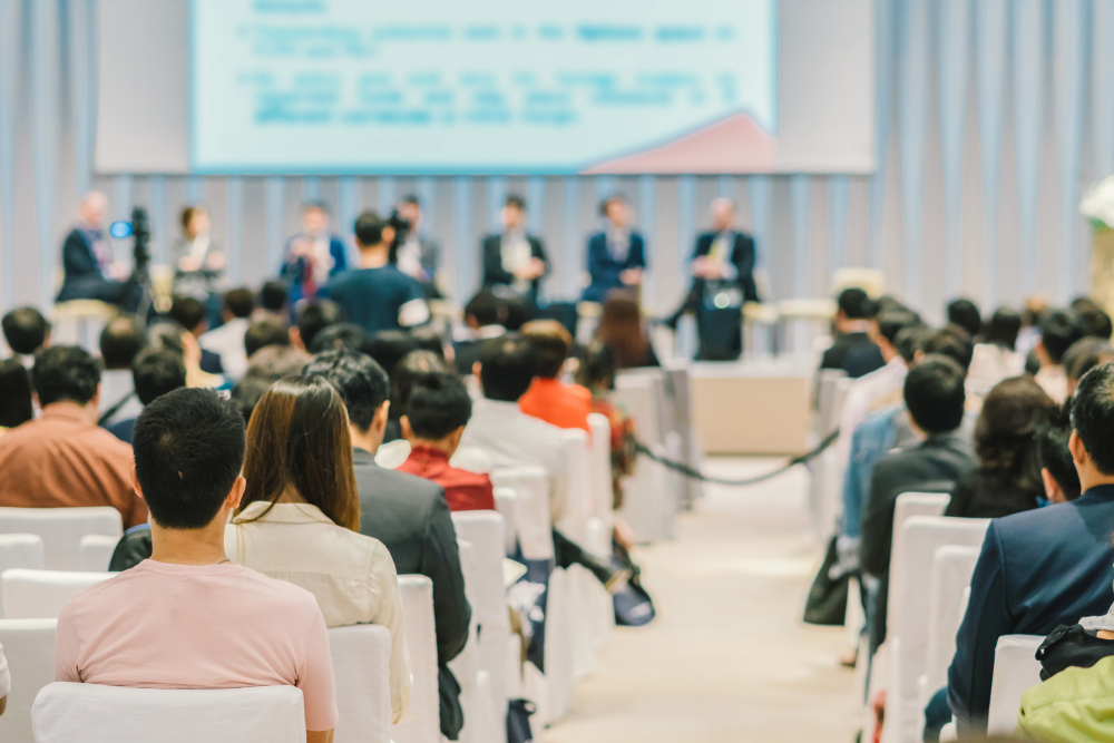 Speakers on the stage