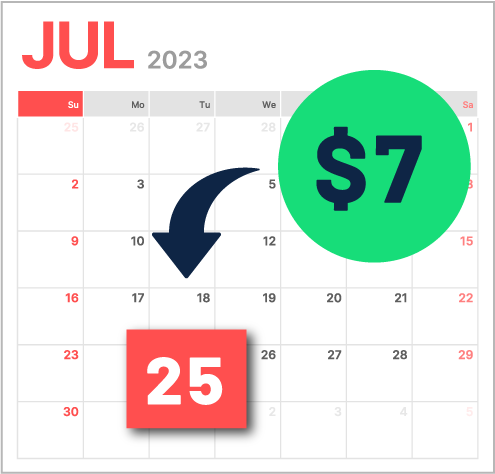 calendar of July 25
