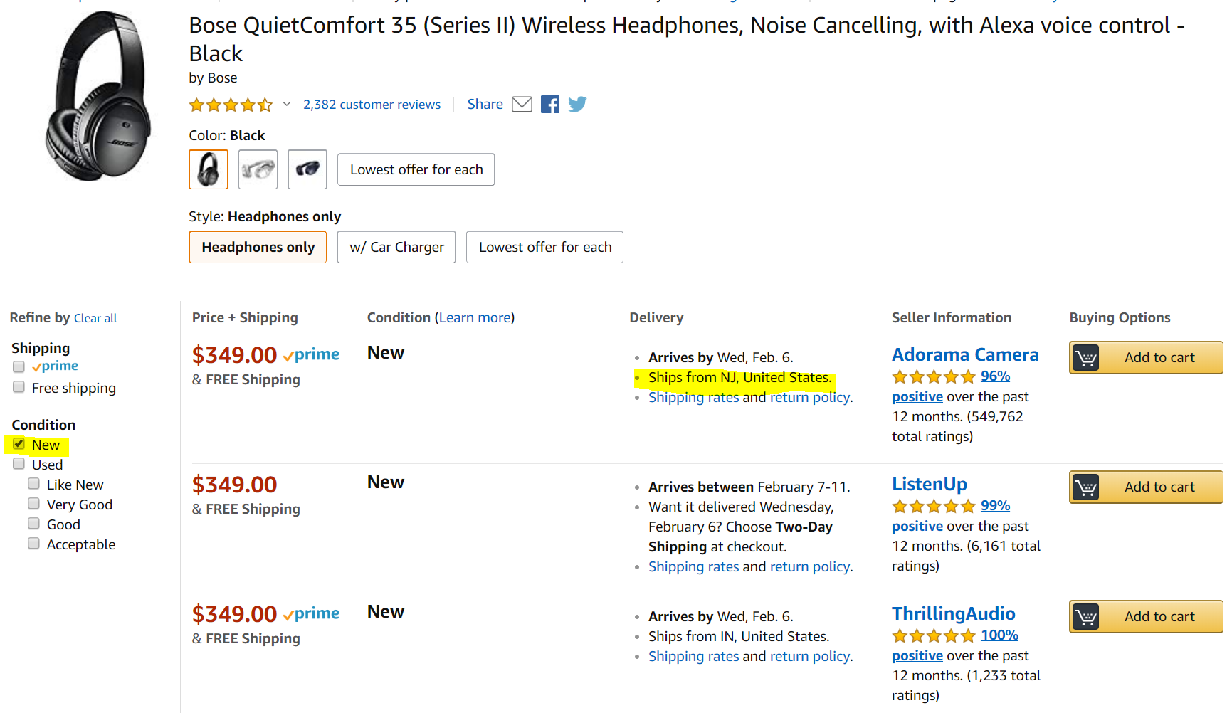Third party offers for Bose QuietComfort 35