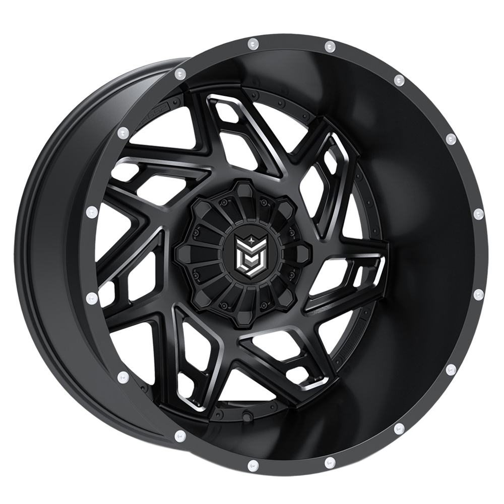 652BM Satin Black w/ CNC Milled Accents Rim by Dropstars Wheels Wheel