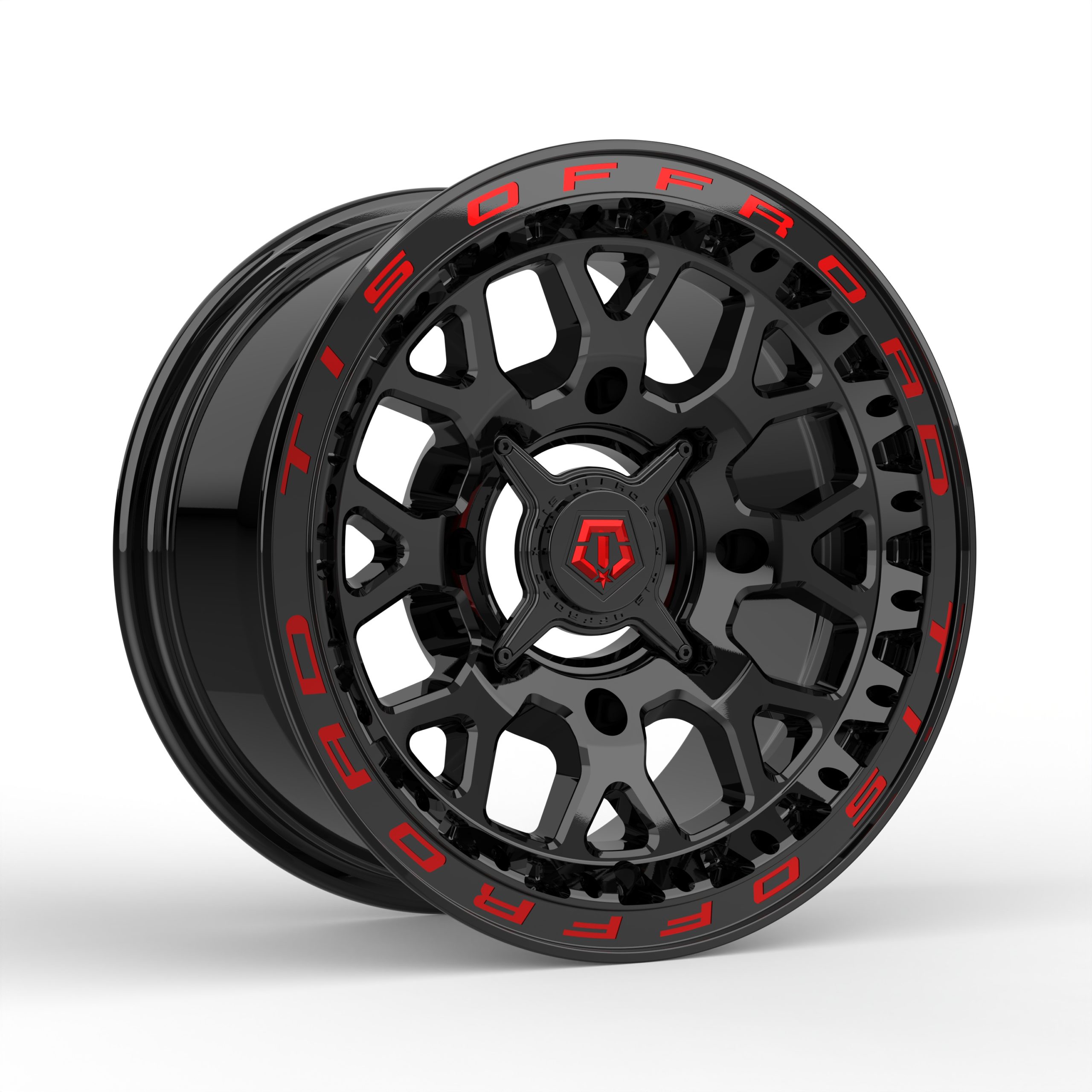 TIS Wheels UTV 558BMRL Gloss Black w/Red Milled Lip Logo Rim Wheel