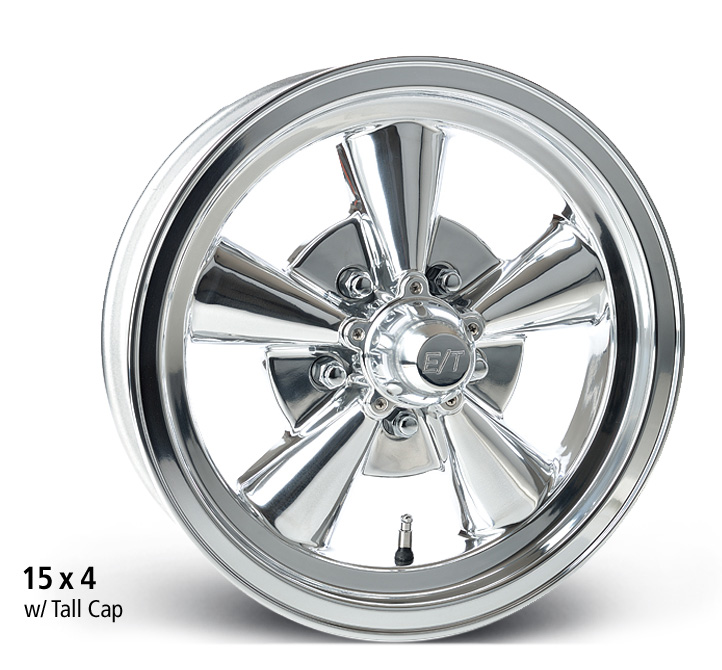 ET Wheels Vintage V Polished Rim Wheel Size 15x4 Performance Plus Tire