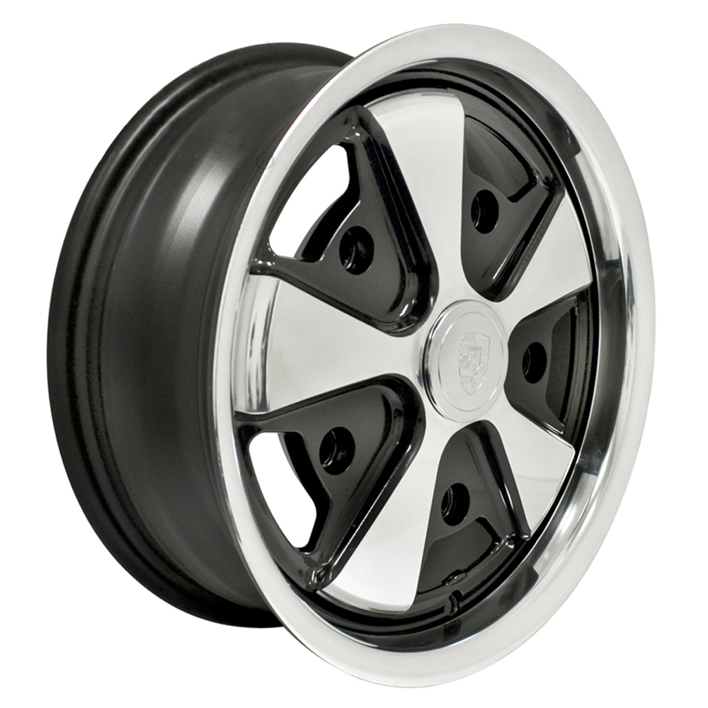 Empi Wheels 911 Alloy Black w/ Polished Face Rim Wheel Size 15x5.5 Performance Plus Tire