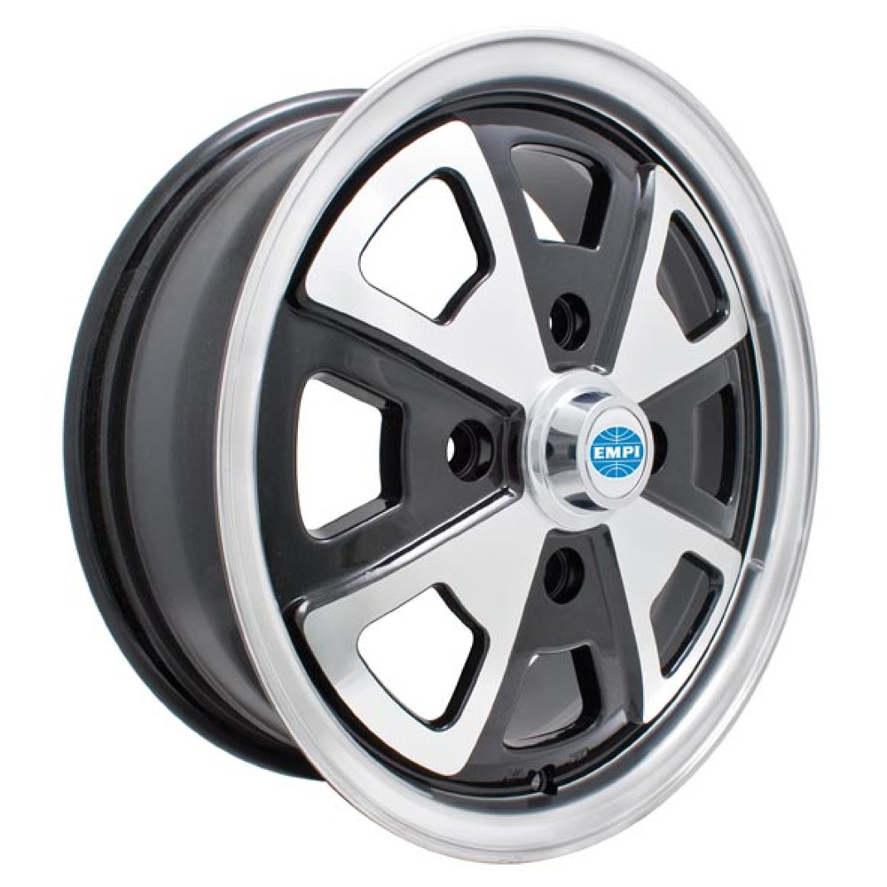 Empi Wheels 914 Alloy Gloss Black w/Polished Lip and Spokes Rim Wheel Size 15x5.5