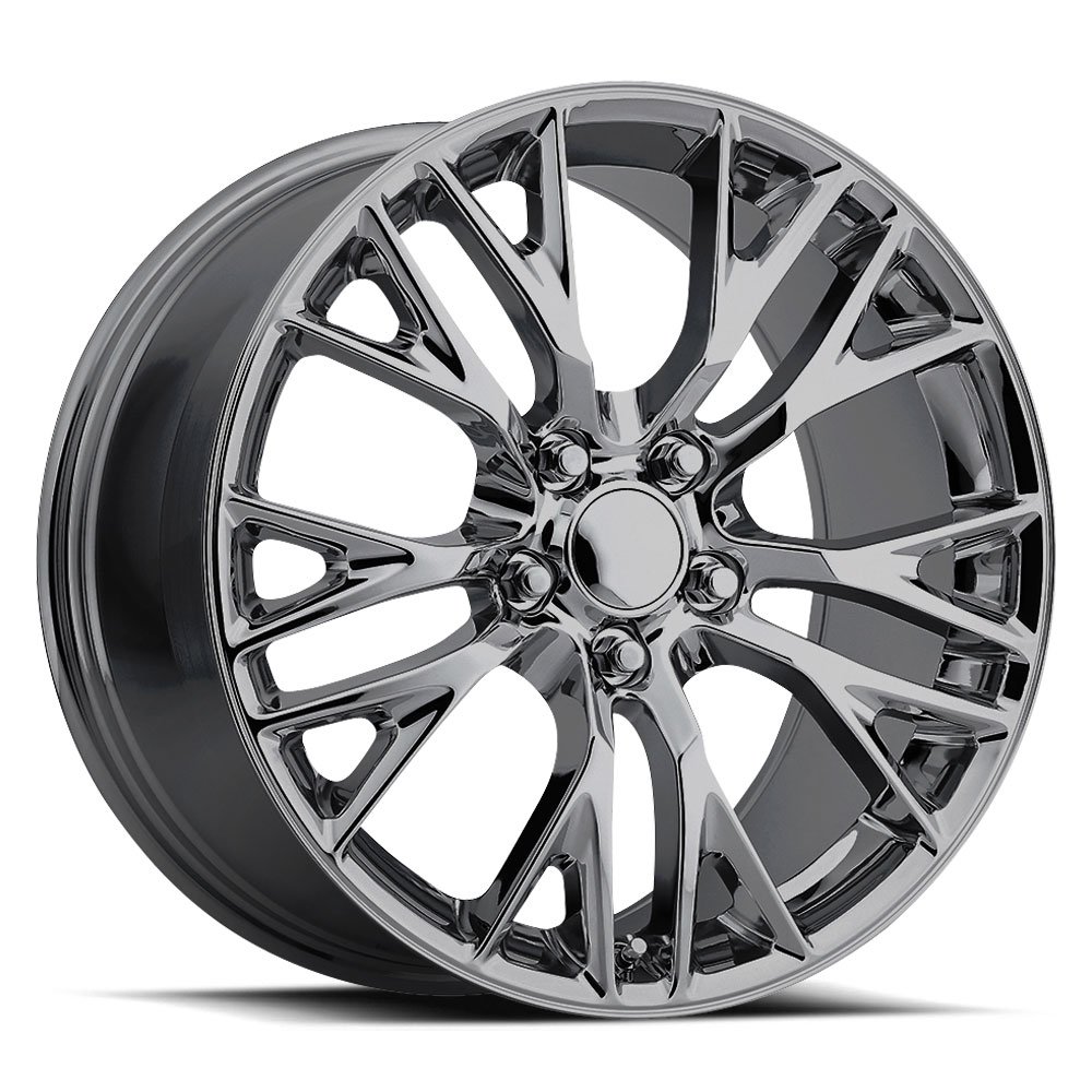 Factory Reproductions Wheels FR 22 ZO6 Vette Blk Chrome Rim Wheel