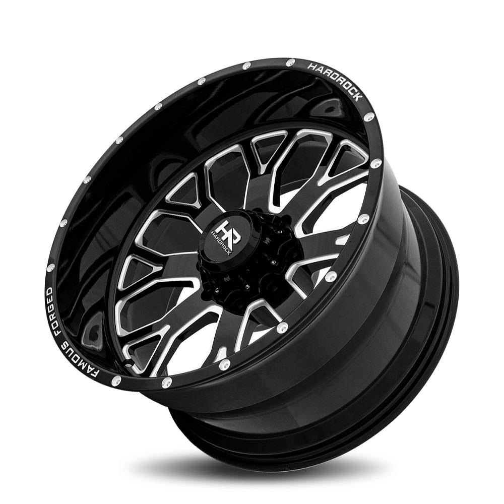 Hardrock Offroad Wheels H801 Gloss Black Milled Rim Wheel Size 24x12