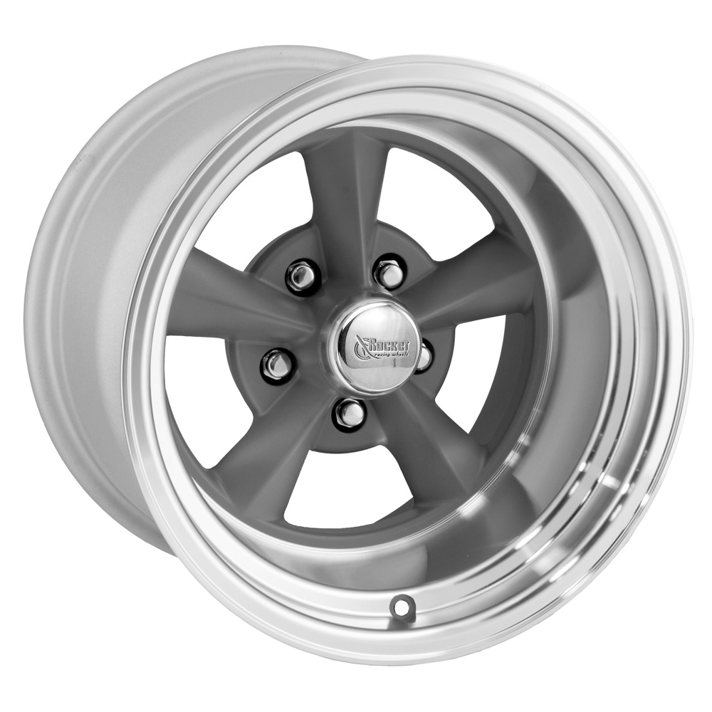 Rocket Racing Wheels Fuel Gray Paint Center / Machined Lip Rim Wheel