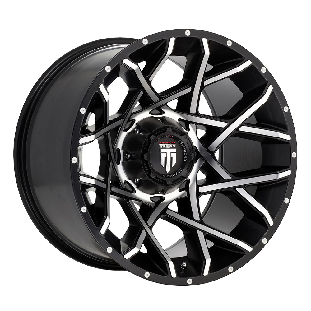 AT1901 Gridlock Black/Machined Rim by American Truxx Wheels Wheel