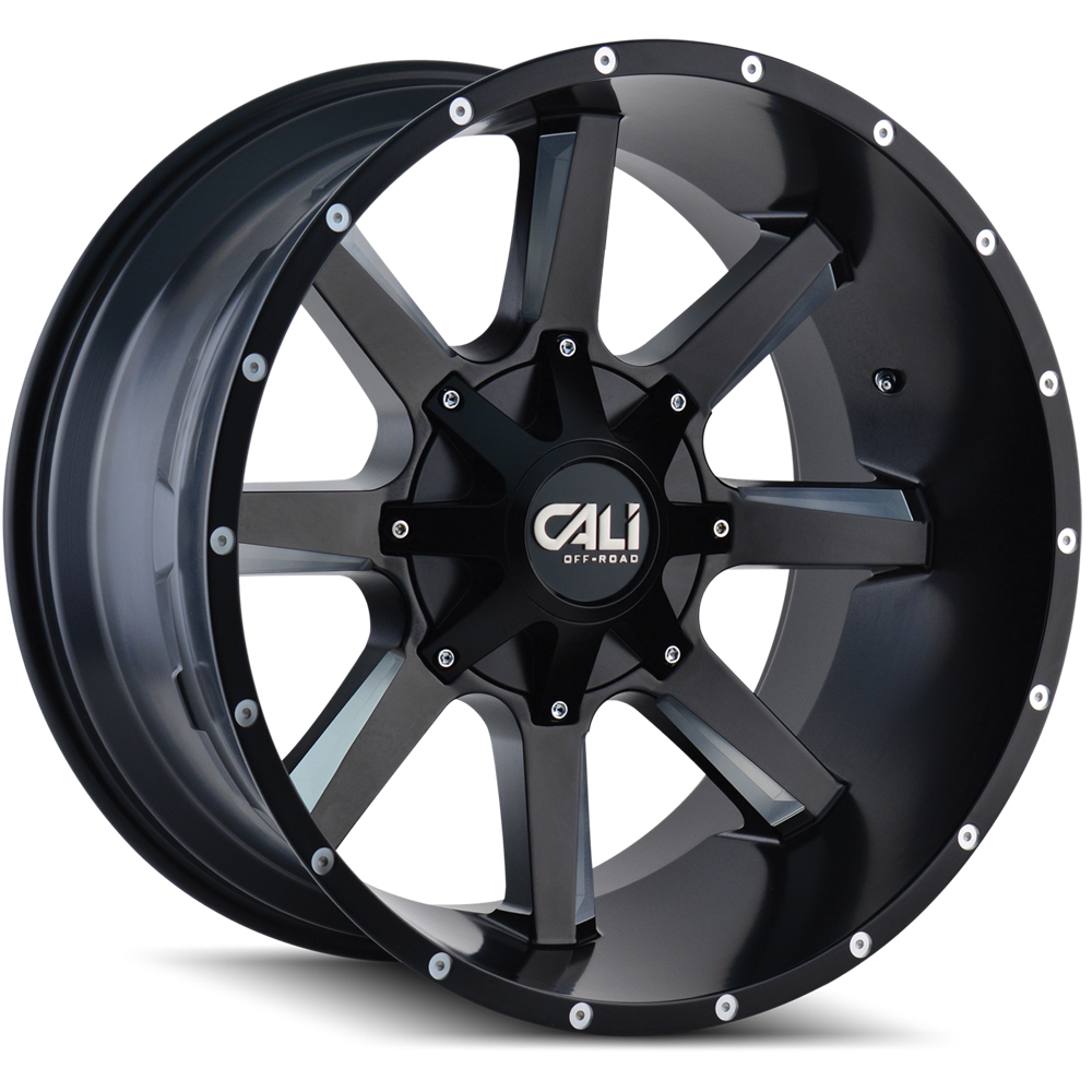 Cali OffRoad Wheels 9100 Busted Satin Black/Milled Spokes Rim Wheel