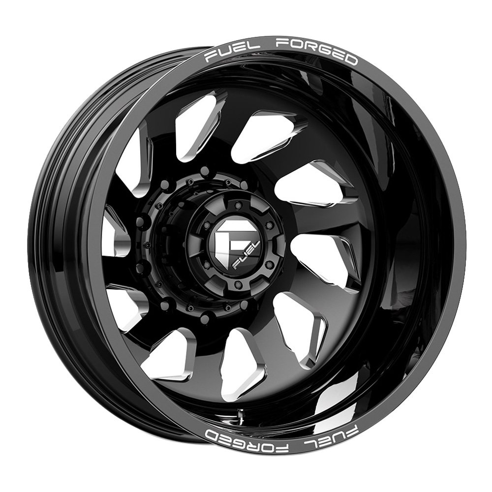 Fuel Wheels Mono DD39 Dually Rear Black Milled Rim Performance Plus Tire