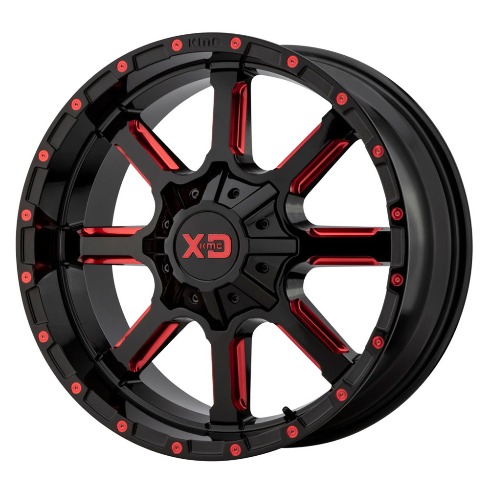 XD838 Mammoth Gloss Black Milled With Red Tint Clear Coat Rim by XD Series Wheels