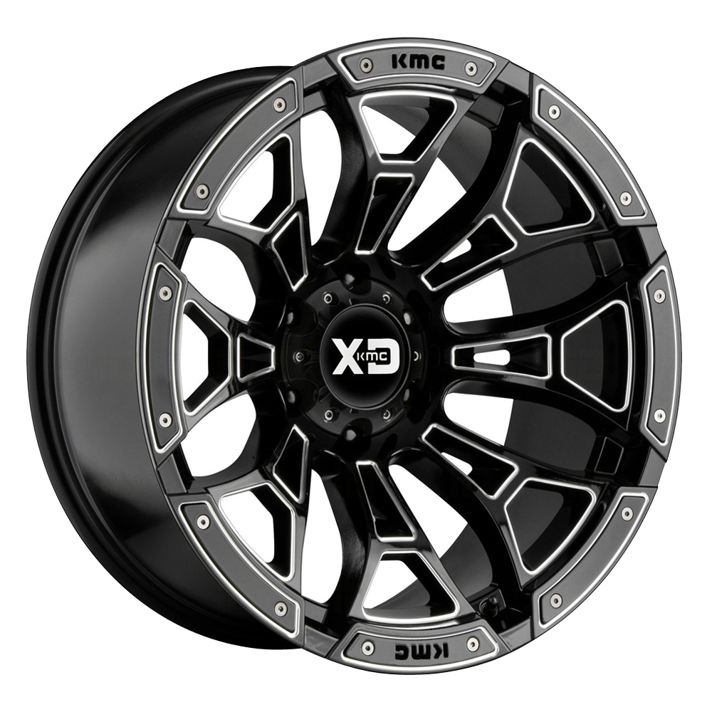 XD Series Wheels XD841 Boneyard Gloss Black Milled Rim Wheel Size 18x9 Performance Plus Tire