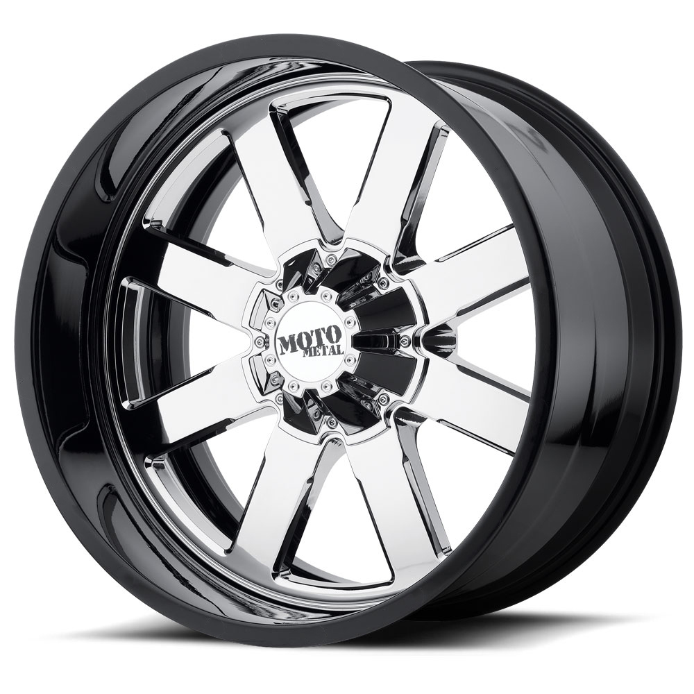 MO200 Chrome Center w/Gloss Black Milled Lip Rim by Moto Metal Wheels