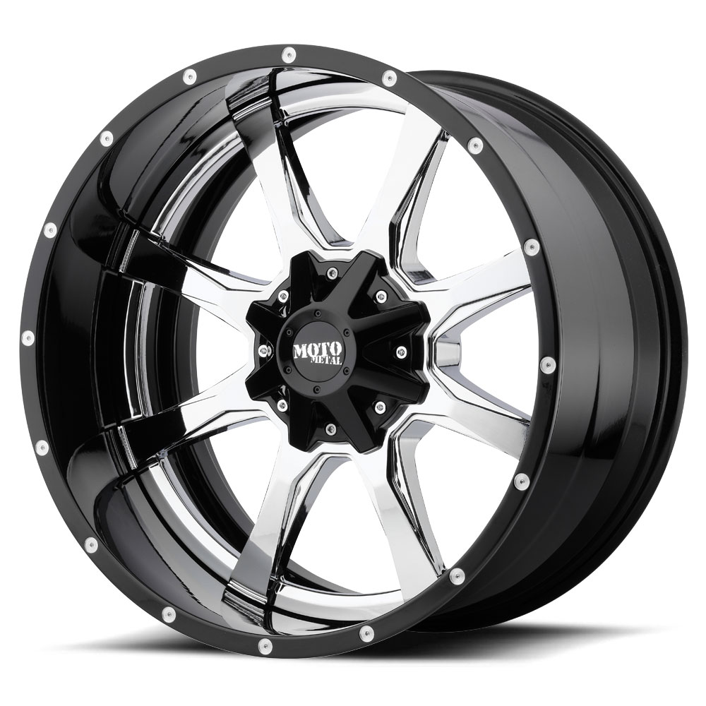 MO201 Chrome Center w/Gloss Black Milled Lip by Moto Metal Wheel Size