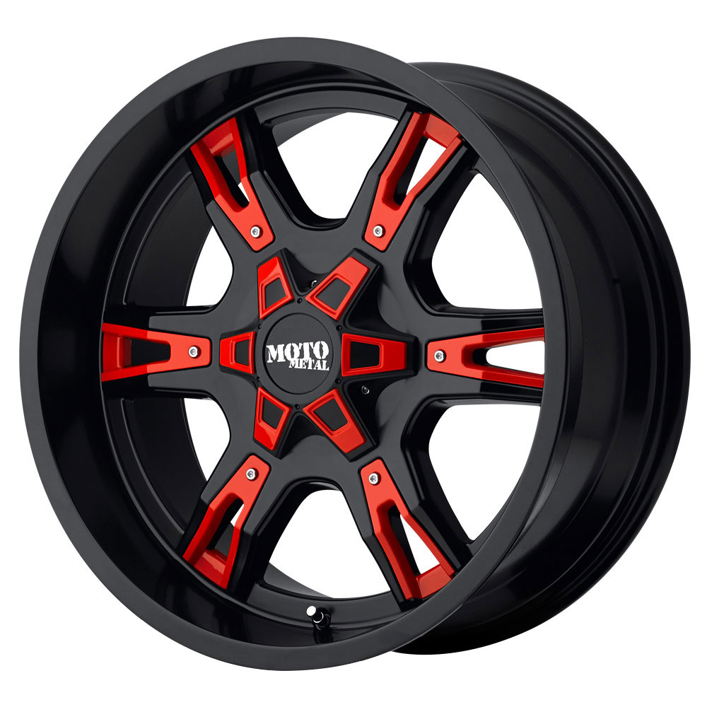 MO969 Satin Black w/Red And Chrome Accents Rim by Moto Metal Wheels