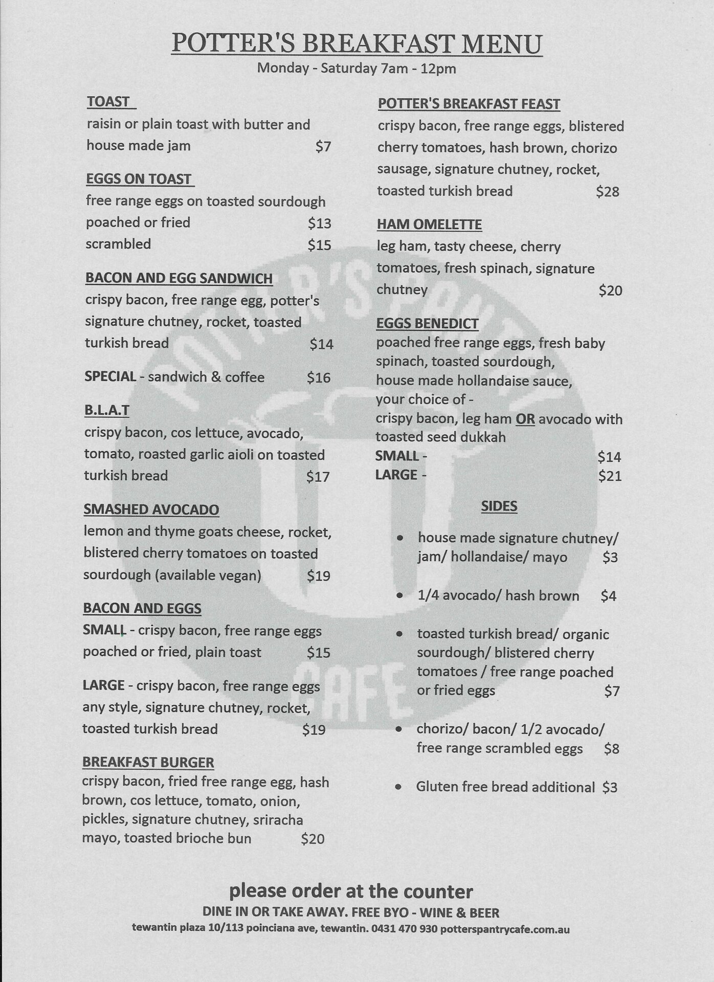 Potter's Pantry Cafe Tewantin, Sunshine Coast