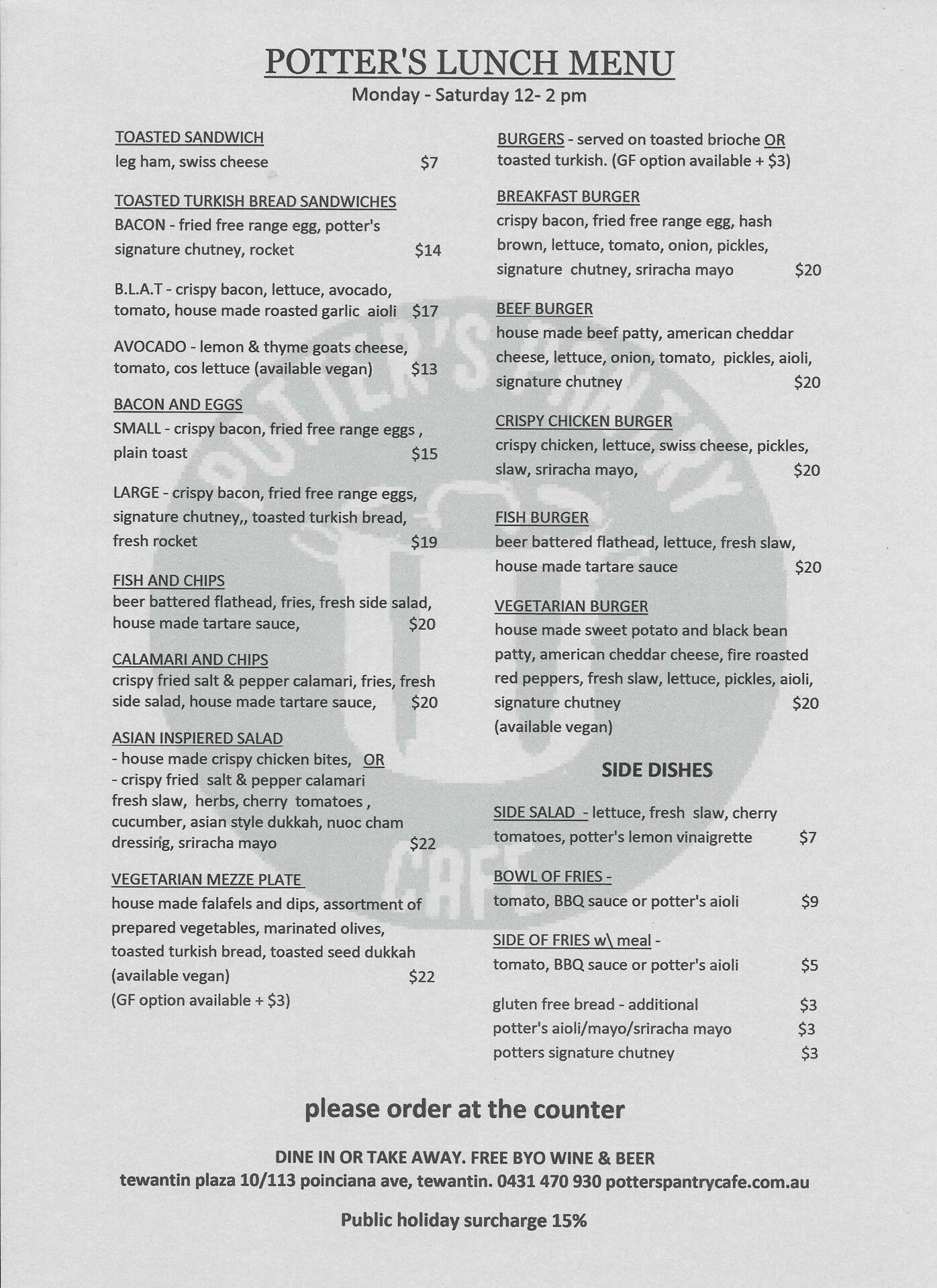 Potter's Pantry Cafe Tewantin, Sunshine Coast