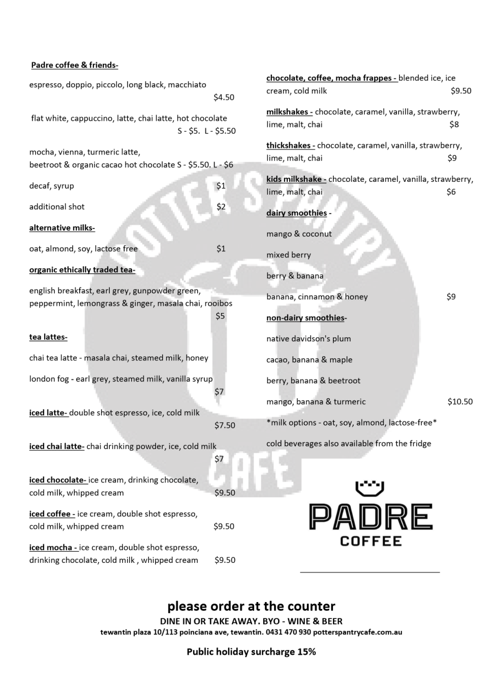 Potter's Pantry Cafe Tewantin, Sunshine Coast