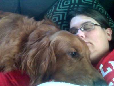 Sweet Harley comforts his ill Foster Mom