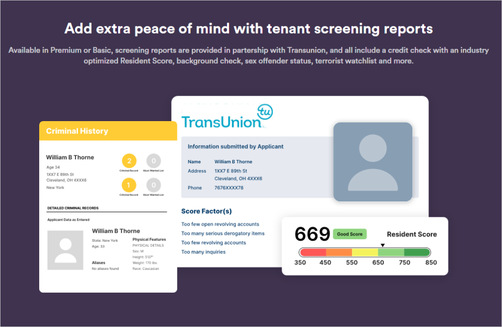 TransUnion screening reports