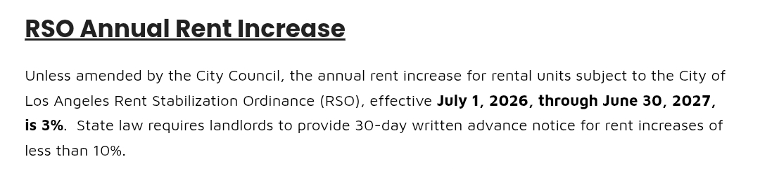 Los Angeles RSO annual rent increase screenshot