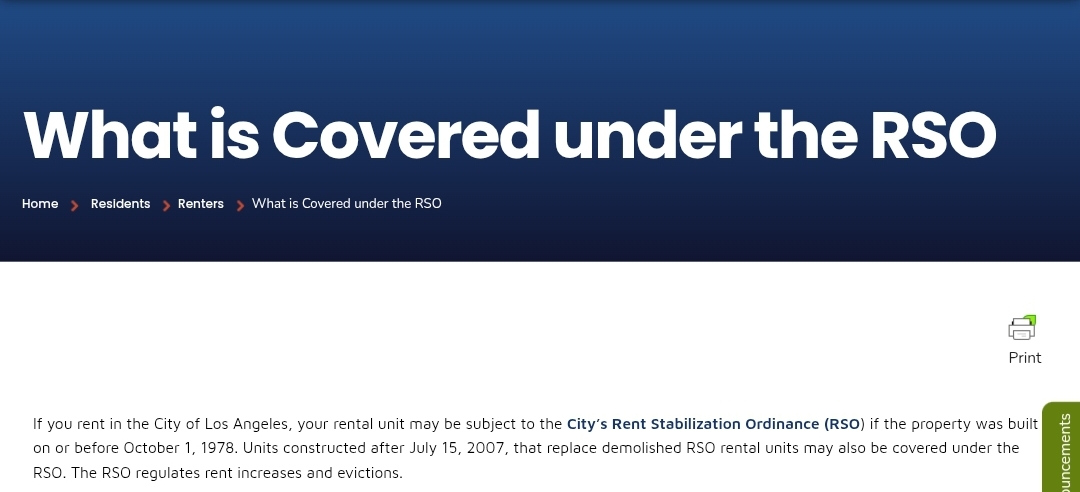 Los Angeles Housing Department RSO coverage screenshot