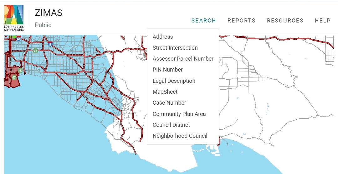 ZIMAS property address lookup screenshot