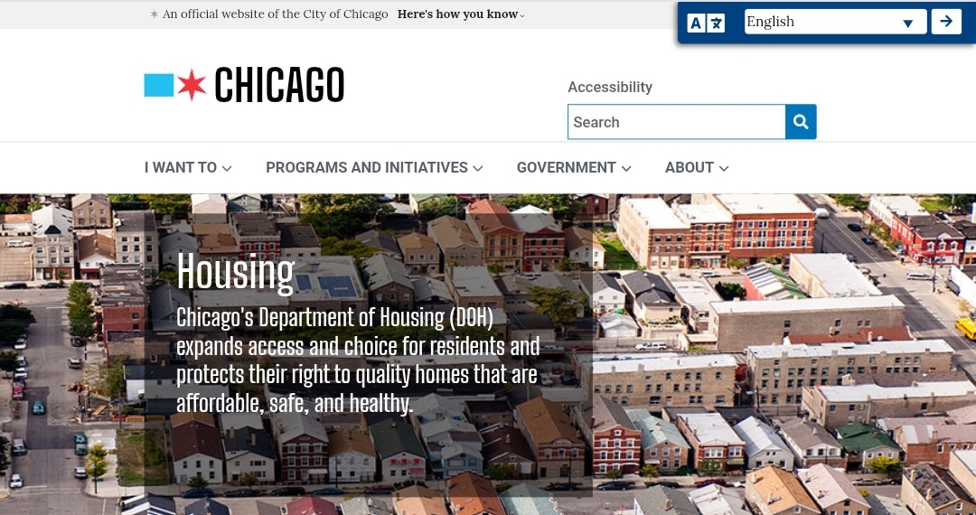 Screenshot of the City of Chicago Department of Housing website