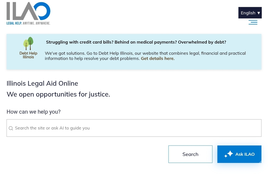 Screenshot of Illinois Legal Aid Online