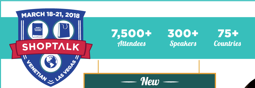 Shoptalk - Global Learnings on Retail & Ecommerce Innovation -- March 18-21, 2018 -- Venetian, Las Vegas -- 7,500+ Attendees, 300+ Speakers, 75+ 
Countries