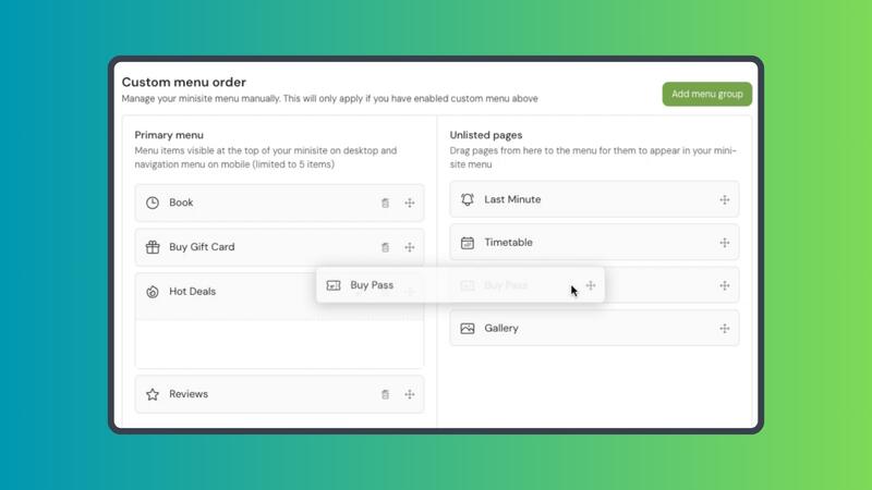 New Feature Release - Custom Mini Site Menus!