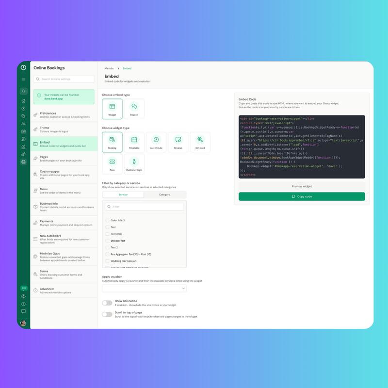 Customise Your Booking Widget