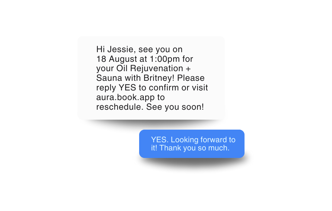 Sms reminder for a spa appointment