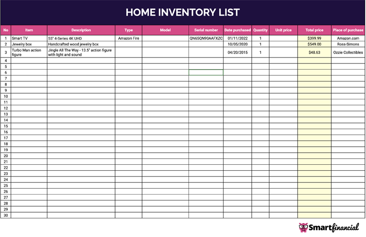 Home Inventory List