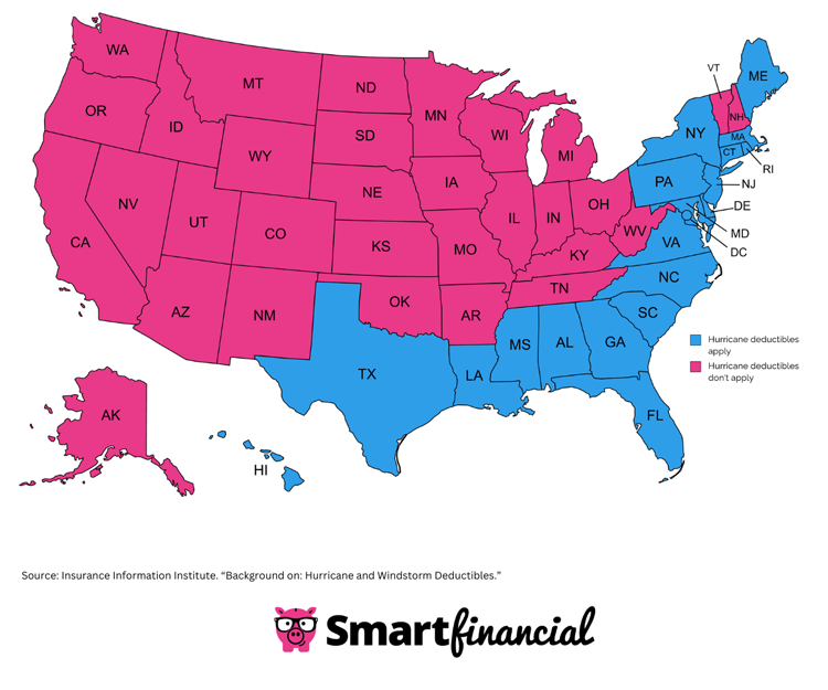 States where hurricane deductibles apply