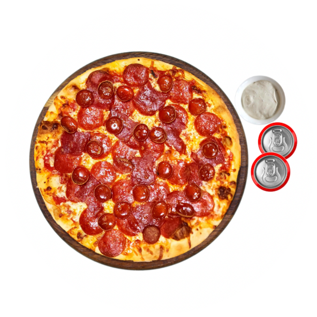 Large 2 Topping, 2 Drinks, 1 Dip
