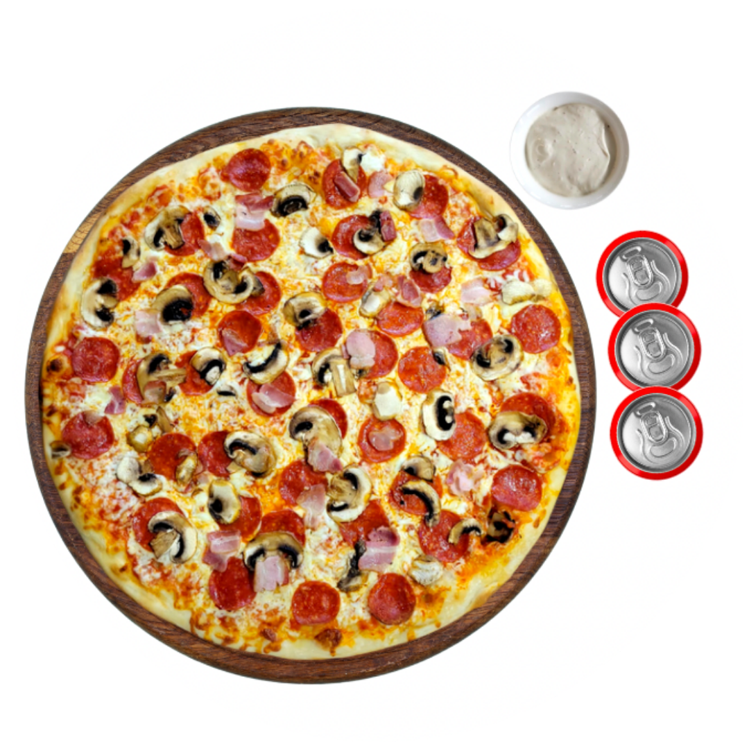 1 Large, 3 Toppings, 3 Pop & 1 Dip