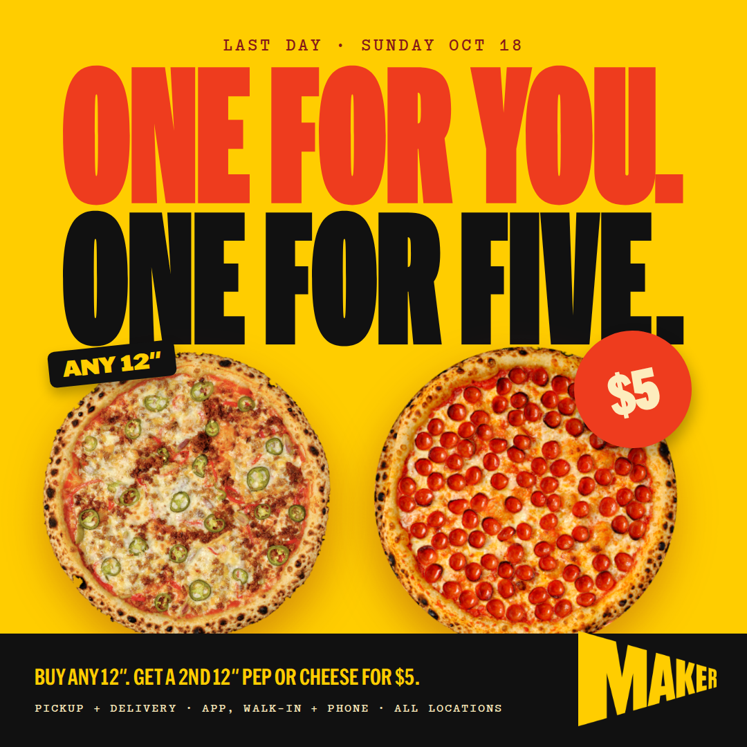 $5 Pizza — Last Day Sunday. Order Now.