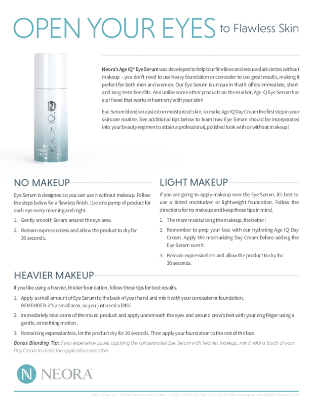 Eye Serum Instructional Flyer Neora Go Prospect